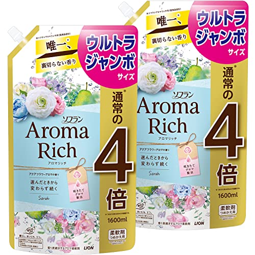 まとめ買い 大静電容量ソフラン アロマリッチ サラ(アクアフラワーアロマの芳ばしさ) 延性のある剤 詰め替え ウルトラジャンボ 1600ml×2個書き割り