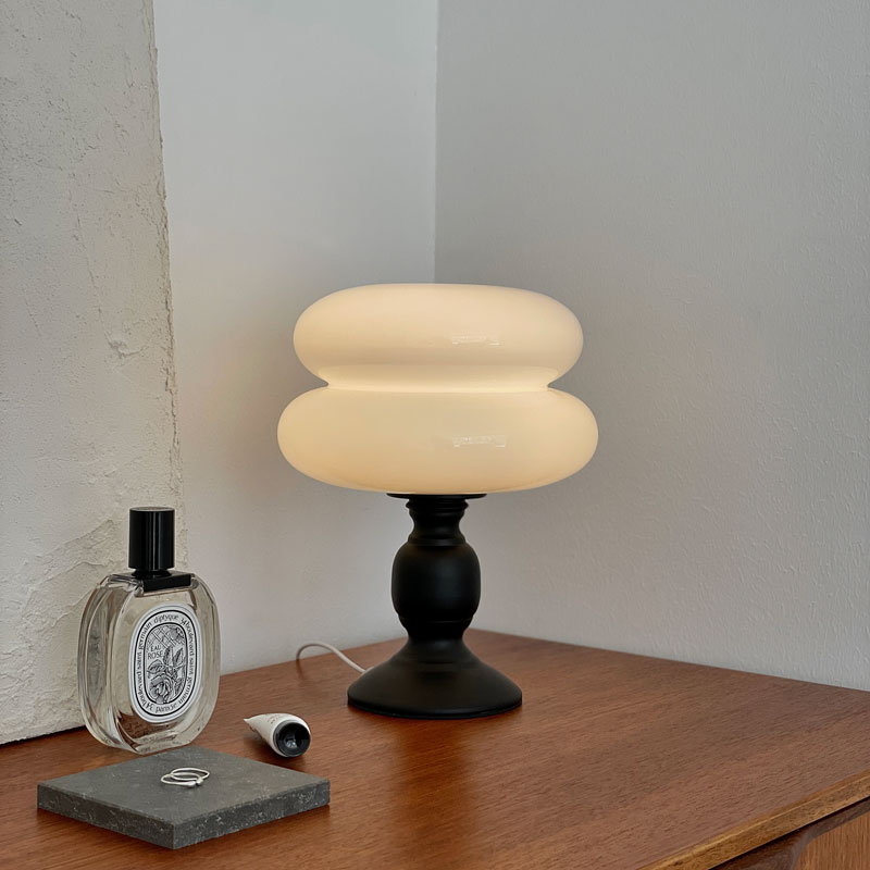 バイカラー BLACK】 OF USB ガラスシェード テーブルランプ LED【ART