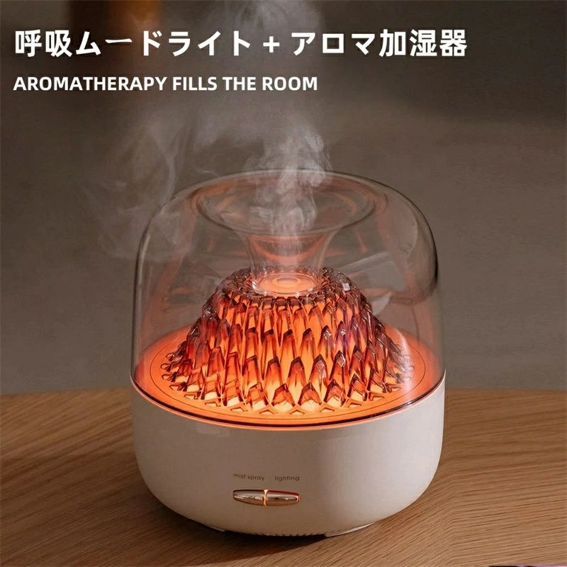 ミスト2段階調整 ナイトライト付きポータブル加湿器 アロマ加湿器 小型 卓上
