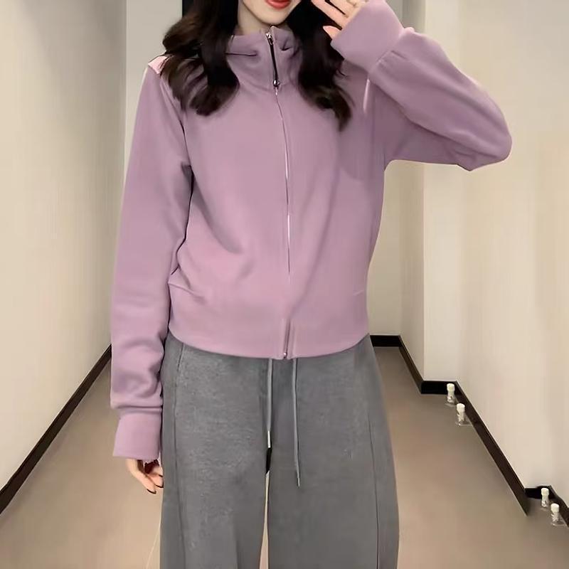 大きいサイズ 秋冬 トップス ブルゾン ジップアップ スタンドカラー ゆったり スウェット 裏起毛 レディース パーカー