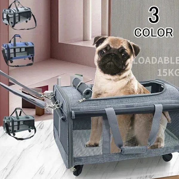 小型犬 キャリーカート コロコロ 3WAY ショルダー 肩掛け 手持ち 猫用 犬用 キャスター付き 折りたたみ ペットキャリー