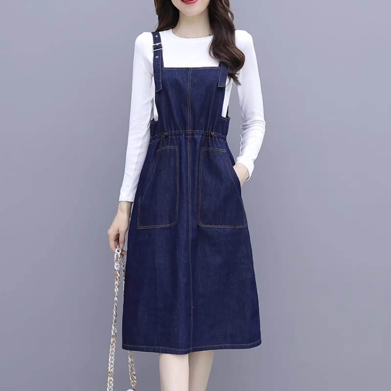 おしゃ 大人 カジュアル シンプル 大人可愛い ストレート 袖なし 膝下 ミモレ丈 ジャンパースカート