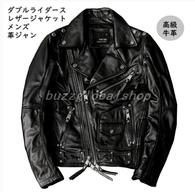 バイク かっこい 牛革 革ジャン高級 メンズ バイク用レザージャケット 秋冬 レザージャケット ダブルライダース 本革 メンズ