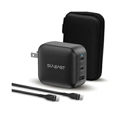 SUNEAST PD100W 2C1A USB急速充電器 黒 黒 AC100DCBK 正規品 SE-AC100DC001BKF 4573574593934
