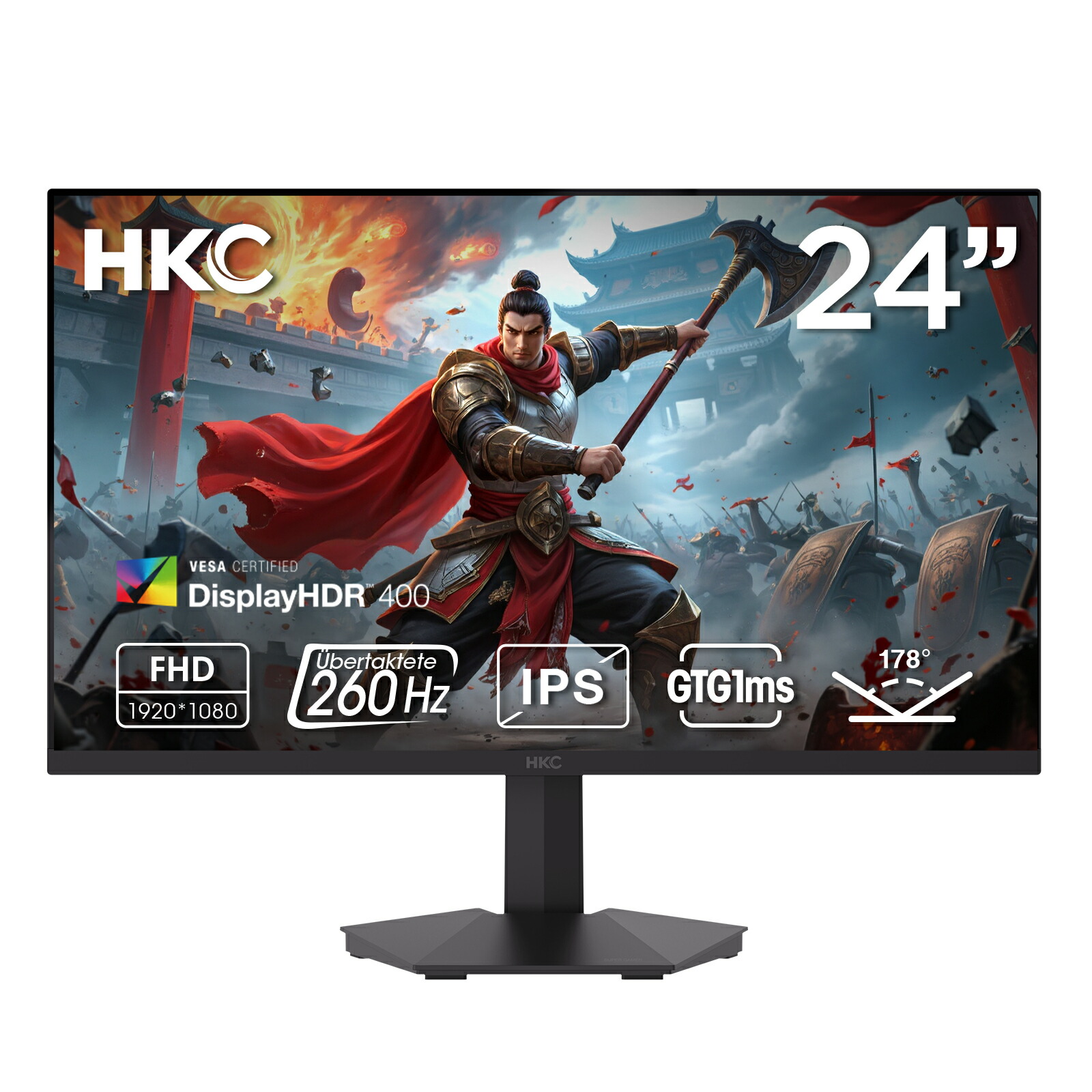 HKC ゲーミングモニター G24H3D 置き目品 24型 6940017325953 Gaming Monitor  見せびらかす マイコン マイコン競り合い E-運動競技 高リフレッシュ単位料金240サイクル 解像力 1920×1080