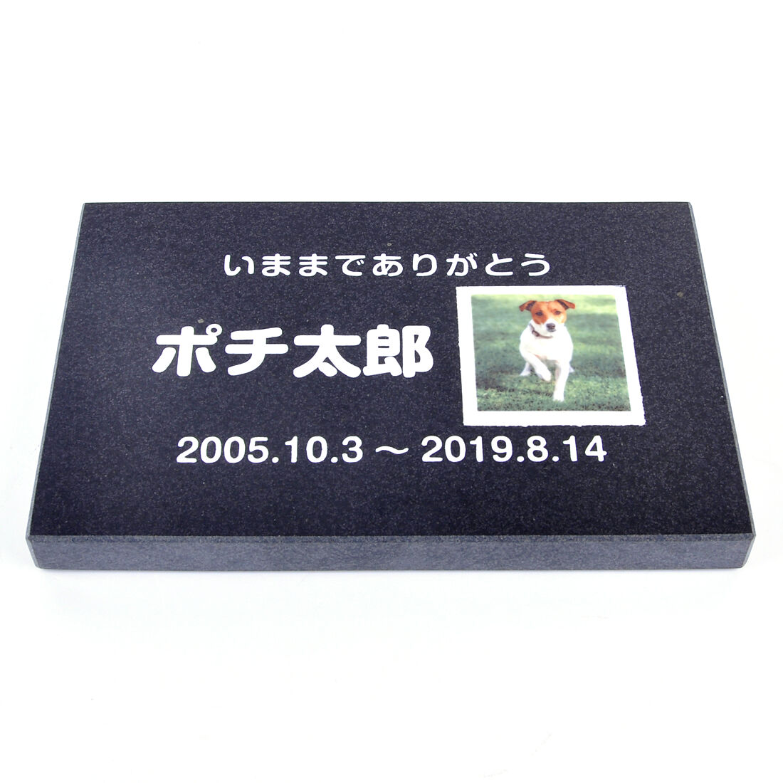 PetLove. ペットのお墓 天然石製 シンプル型 遺影付きタイプ 御影石 ブラック 200x130mm(厚さ20mm) 正方形写真タイプ(お客様の写真を印刷) attr168attr ctgr2ctgr sml3sml ctgr2ctgr noanml