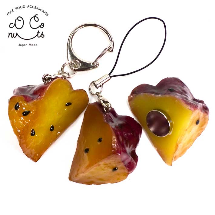 楽天市場 メール便 食品サンプル 大学芋 乱切り キーホルダー ストラップ マグネット 食べちゃいそうな大学芋 乱切り サツマイモ 乱切り 和菓子 スイーツ おやつ かわいい かわいい 手作り リアル食品サンプル ココナッツ