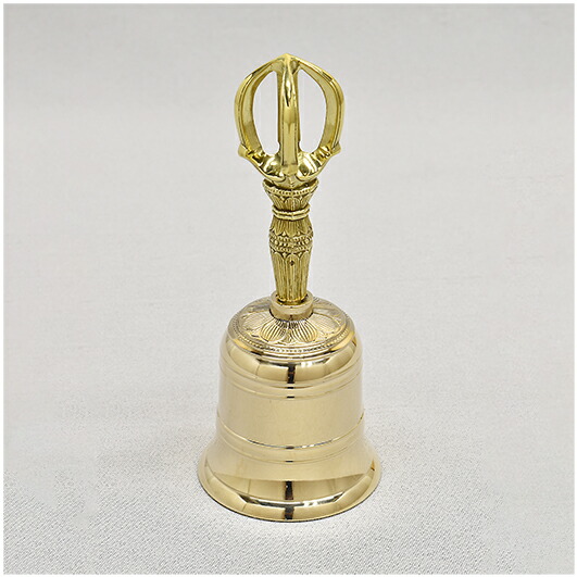 【密教法具】 金剛石鈴 素晴らしい品 ミガキ仕上 中大いさ（高さ14.5糎）金剛石鈴 金管楽器製 佐波理 鳴金密教育法具 仏具 京都 貨物輸送無料