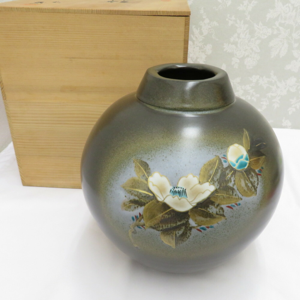 楽天市場】九谷焼 松平雪生作 赤絵稲穂絵図 花瓶 陶器 花器 花入