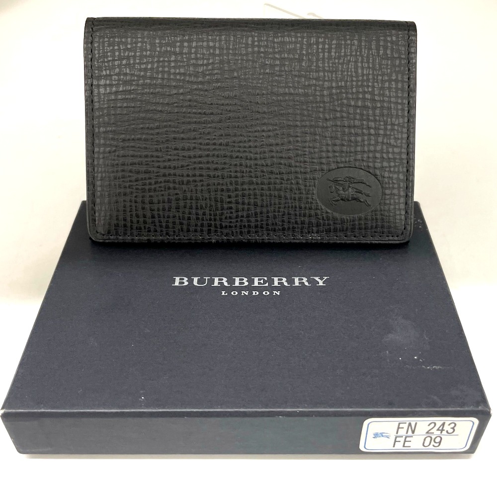 【新品・箱あり】BURBERRY 名刺入れ 黒 レザー チェック柄 BURBERRY バーバリー 名刺入れ メンズ 型押しチェックレザー
