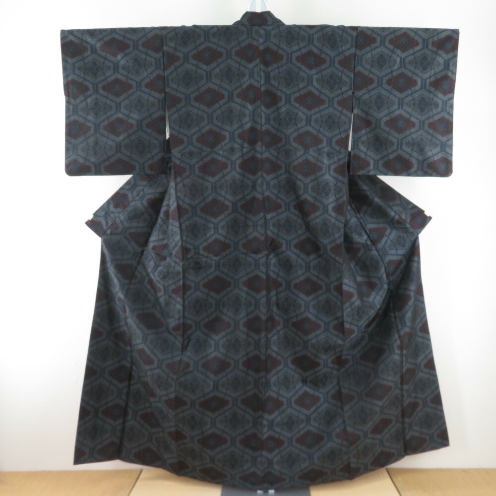 楽天市場】大島紬 裄長・トールサイズ 縞大島紬 格子模様 Lサイズ 大島