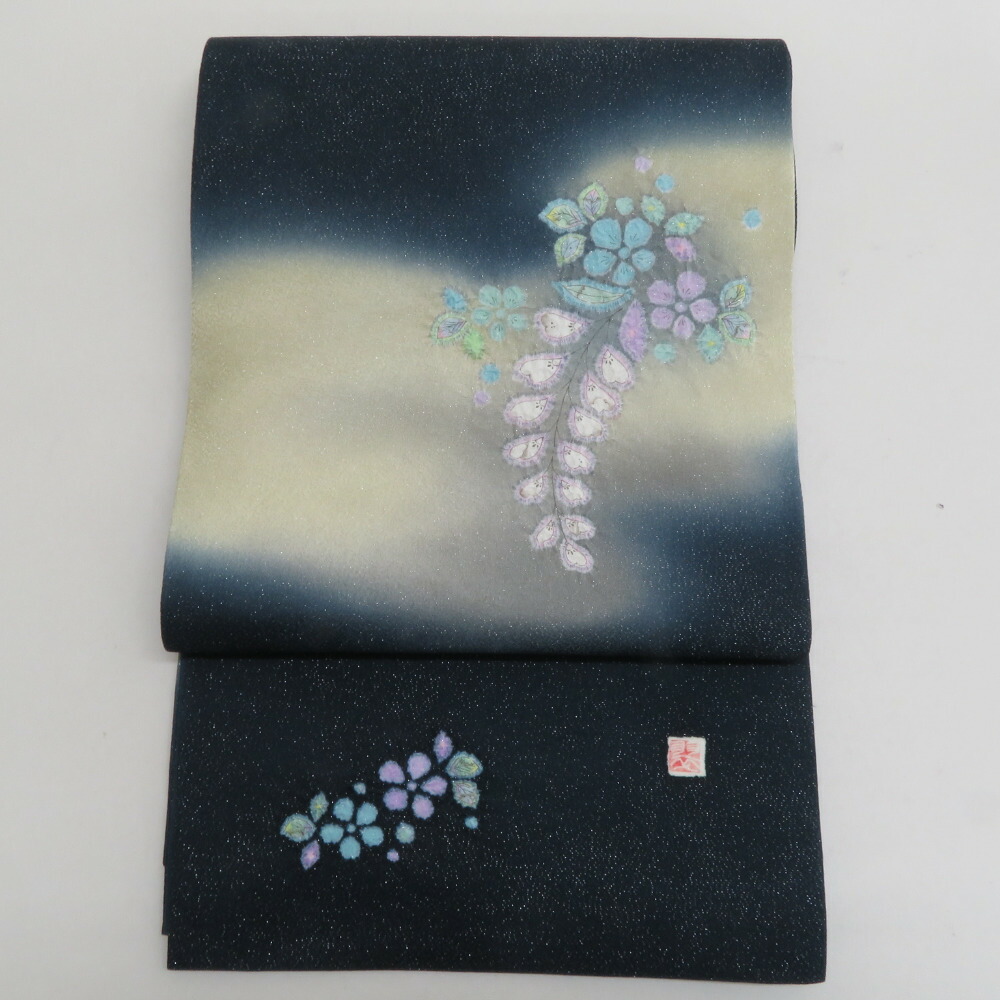 楽天市場】袋帯 辻が花模様 金通し 膨れ織 お太鼓柄 山吹茶色