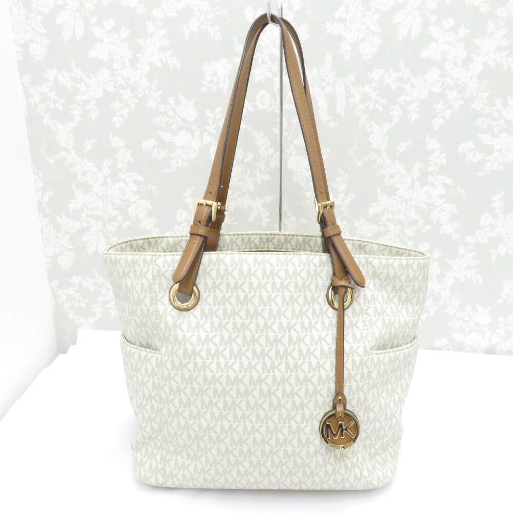 Michael Kors (マイケルコース) トートバッグ バニラ 総柄 チャーム付き 30H6GTTT3V 150【中古】
