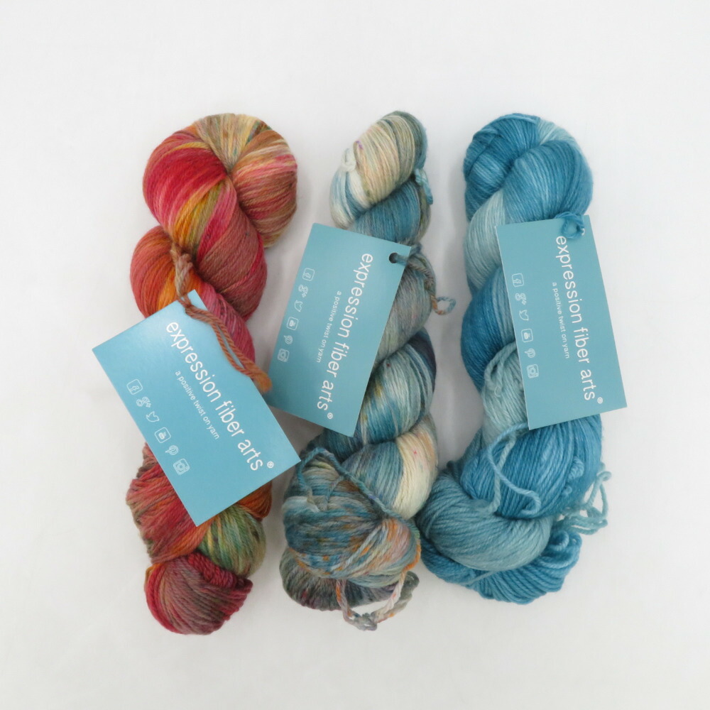 毛糸 海外毛糸 Expression Fiber Arts sincere sock 3個セット 1カセ約400m ソックヤーン 未使用品【中古】