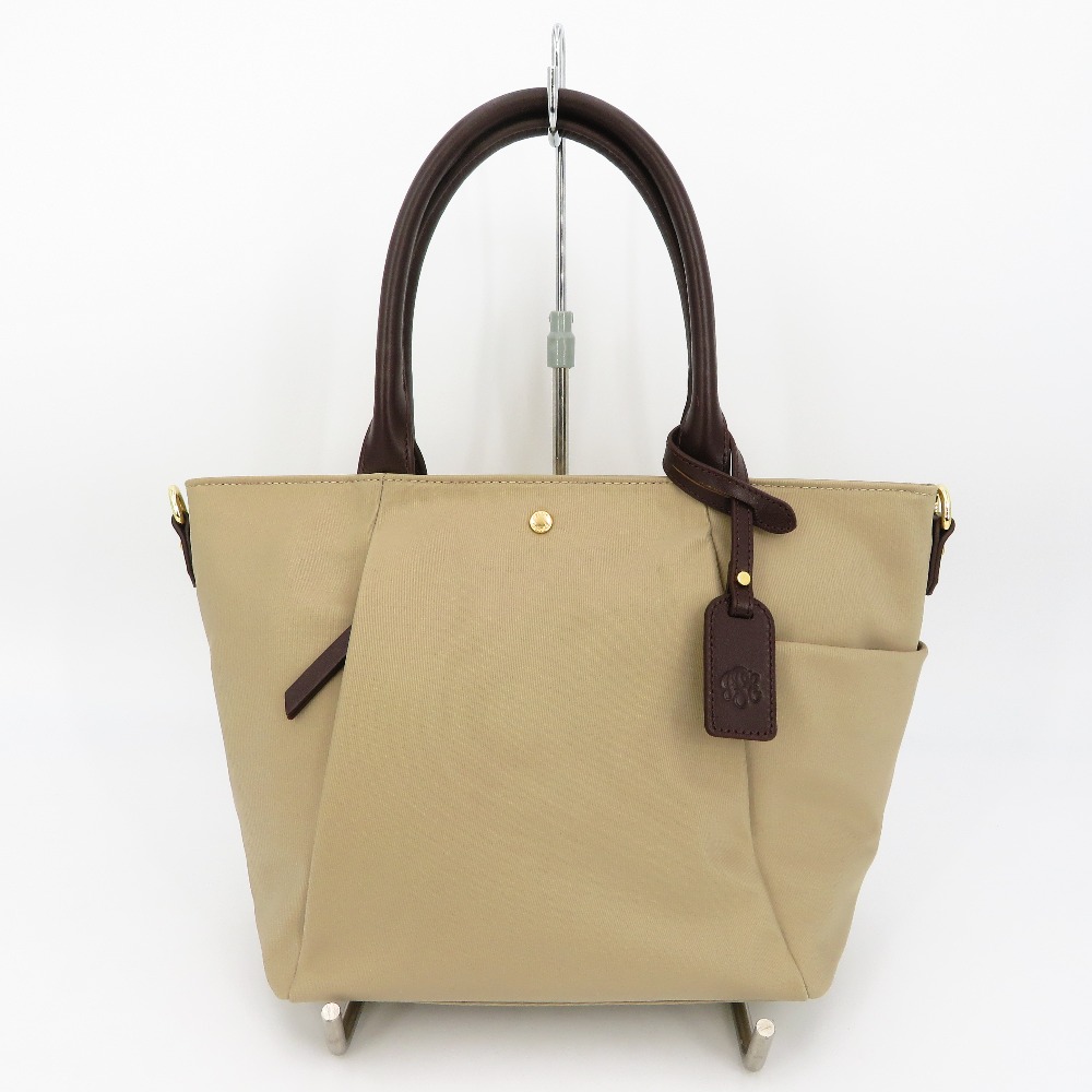 J.PRESS (ジェイプレス) トートバッグ J.PRESS　ナイロン Midium トートバッグ ベージュ　ショルダーストラップ無し【中古】