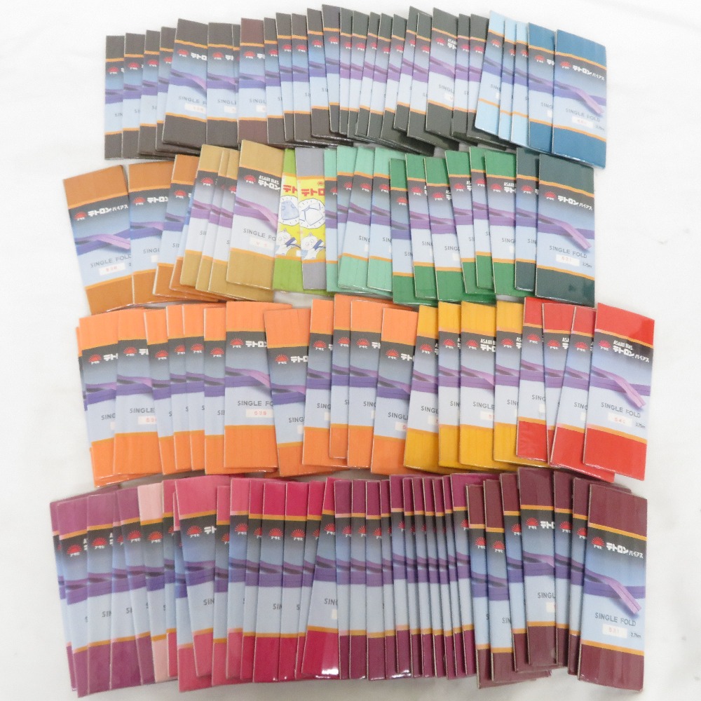 裁縫道具 アサヒ テトロンバイアス 大量 まとめ売り SINGLE FOLD（片折）2.75m 多色セット ハンドメイド 昭和レトロ 未使用品【中古】
