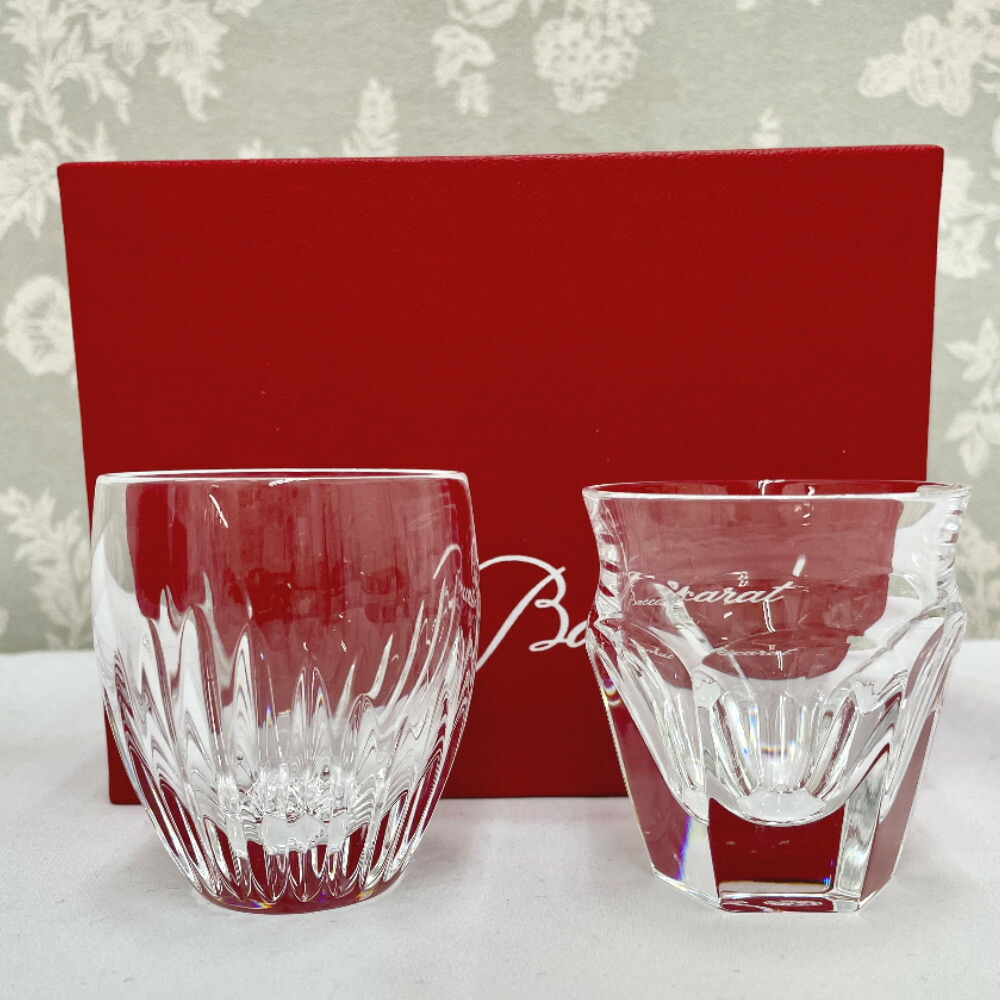 Baccarat (バカラ) 水呑み 食器  TALLYRAND タリランド MASSENA マッセナ 打つこと水呑み ありの実 2客書き割り 箱有 【中古】