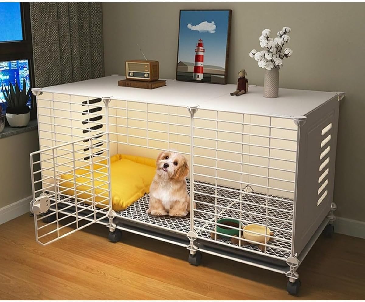 犬ケージ ペットサークル ベーシック ペットケージ ペットハウス トレイ付きでお手入れ簡単 大容量 簡単な組み立て ペットゲージ 犬 サークル 中型犬 小型犬用ゲージ 屋根と車輪付き 屋内および屋外での使用に適しています (109*37*57cm ブラック) 12,210円