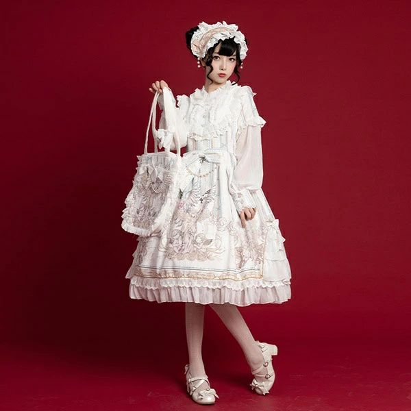【送料無料】ワンピース ゴスロリ Aライン リボン Lolita レディース コスチューム 衣装 かわいい フリル 仮装 パーティ髪飾り イベント ファッション ホワイト ブラック dd040zozox0