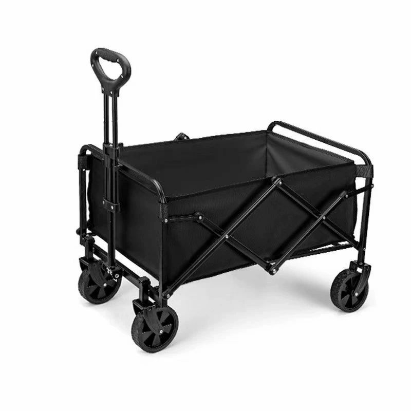 【送料無料】キャリーワゴン アウトドアワゴン 折りたたみ キャリーカート小型 軽量 コンパクト 4輪 折りたたみカートショッピングカート 台車 アウトドア キャンプ カート 荷物カート お買物 頑丈 簡単 便利 ブラック