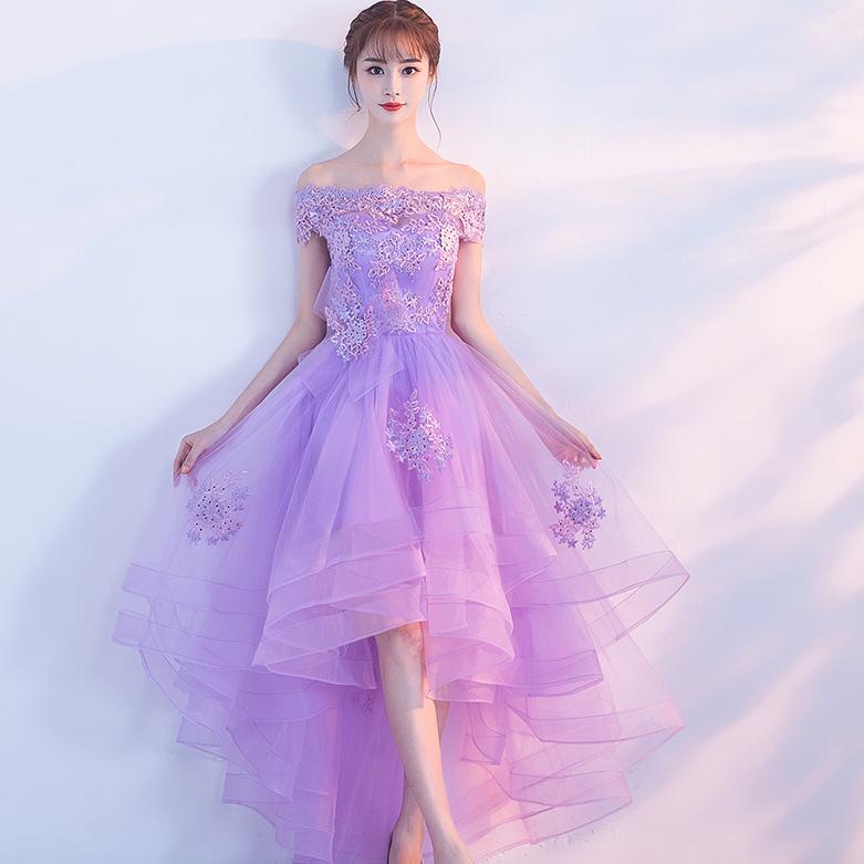 パープル 二次会お召しもの 寄りあいお召しもの ミディアムドレス フォーマルドレス ミモレ丈 衣装二次会監督進行係り 御芽出度お呼ばれ 忘年会 進行係り 後下方への傾き
