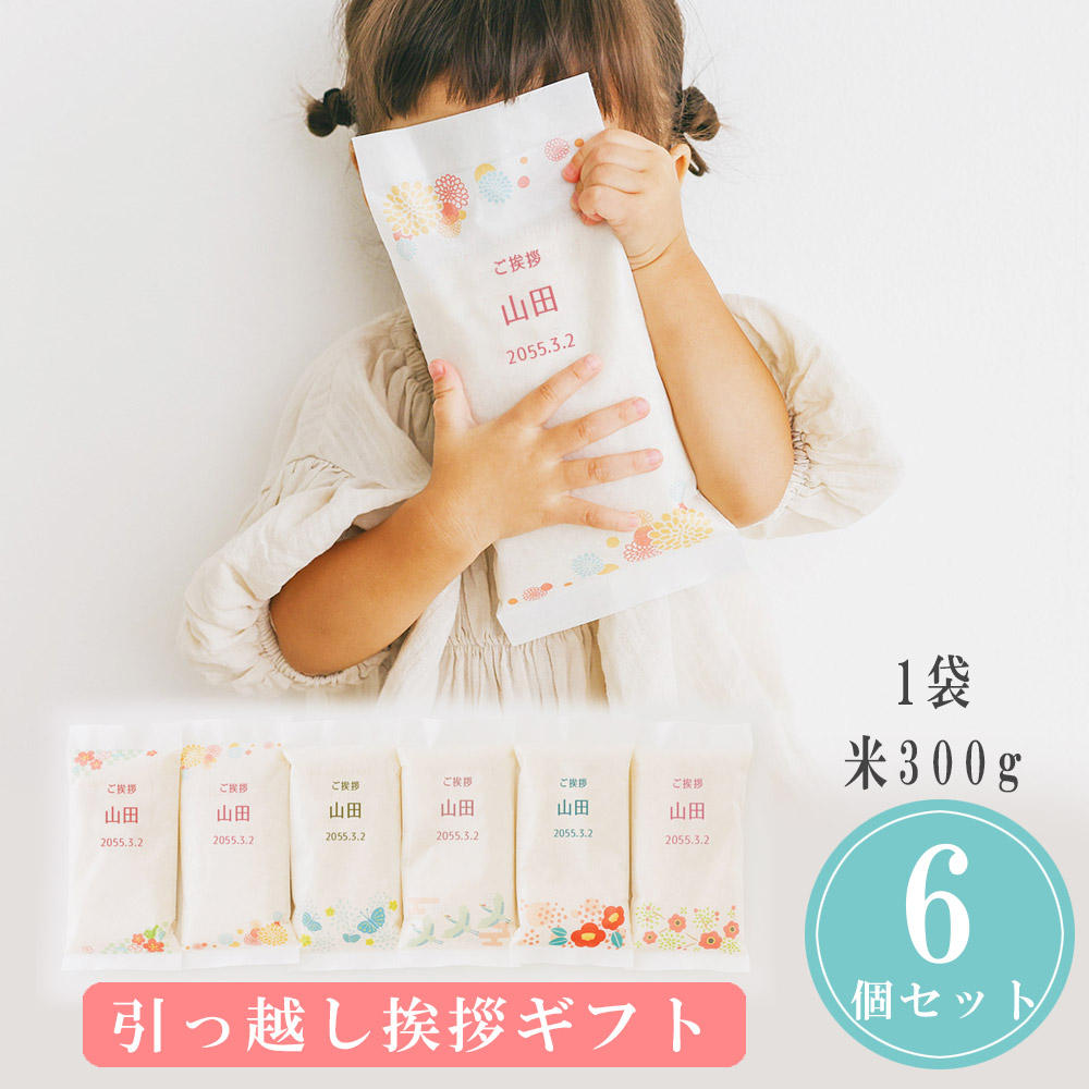【25日限定P5倍+150円OFFクーポン】 お米でご挨拶 名入れギフトセット 300g×6個入り 1.5kg 一升米 選び取りカード セット 1歳 誕生日 個包装 ファーストバースデー 赤ちゃん 出産祝い ファーストバースデー