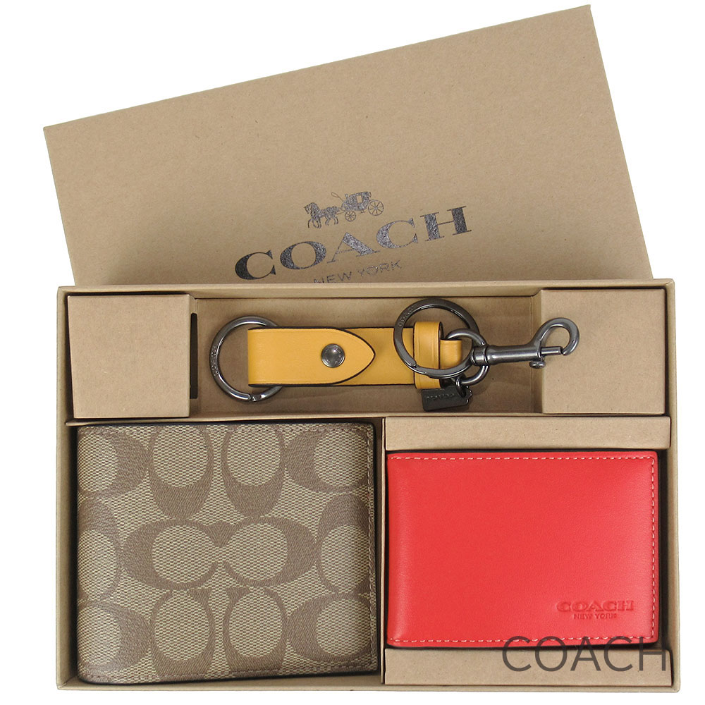 限定モデル、COACHコーチレザー長財布＆キーリング セット 58928 BLK 楽天市場】コーチ 財布 メンズ 長財布 キーリング キーホルダー