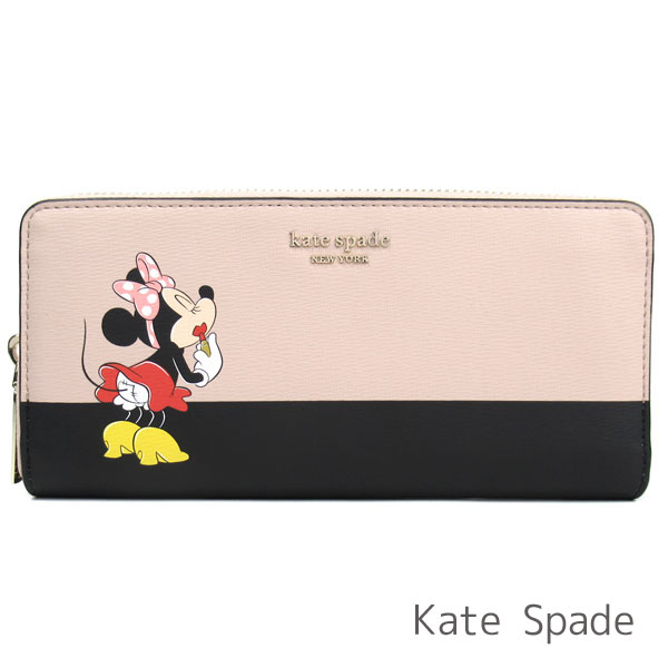 ホワイトデー無料ラッピング ケイトスペード Kate Spade 財布 財布 ケース レディース Kate 長財布 レザー ディズニー ミニーマウス Disney コラボ商品 レザー ラウンドファスナー 送料無料 ブランド ケイトスペード正規品販売店 直営アウトレット店より直輸入 あす