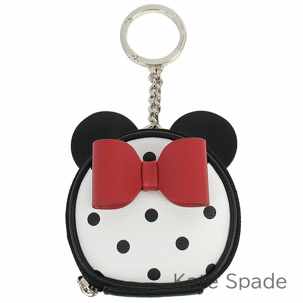 ケイトスペード kate spade 小銭入れ レディース バッグチャーム コインケース ディズニー ミニーマウス Disney コラボ商品 キーリング付き 水玉模様 ドット柄 【送料無料】 ブランド ケイトスペード正規品販売店 直営アウトレット店より直輸入