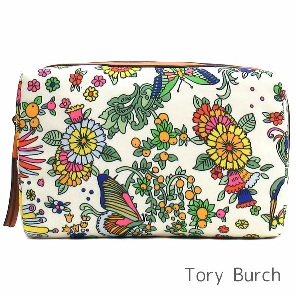 母の日無料ラッピング トリーバーチ Tory Burch 化粧ポーチ レディース コスメポーチ ポーチ コスメティックケース ナイロン 花柄 ボタニカル 柄 蝶 チョウ 送料無料 ブランド トリーバーチ正規品販売店 直営アウトレット店より直輸入 あす楽 ナイロン 花柄 ボタニカル柄