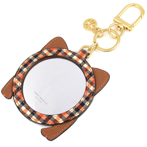 トリーバーチ Tory Burch キーホルダー レディース バッグチャーム キーリング レザー 鏡付き ミラー付き ブタ 豚 チェック柄 キークリップ付き 送料無料 ブランド トリーバーチ正規品販売店 直営アウトレット店より直輸入 あす楽 Serviam Com Uy