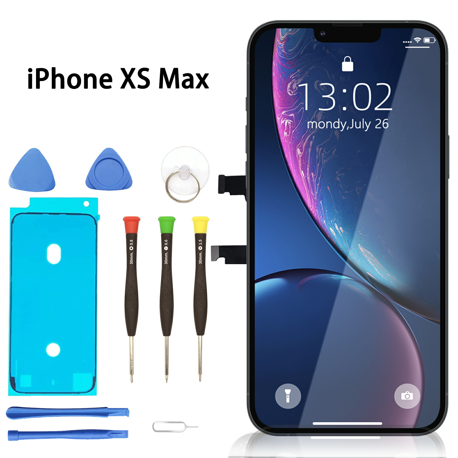 【420円OFF&P10倍】【送料無料】iPhone XS Max 液晶パネル 画面交換 フロントパネル LCD タッチパネル ガラス スクリーン 修理パーツ デジタイザ 工具付属 黒 6.5インチ WKYA