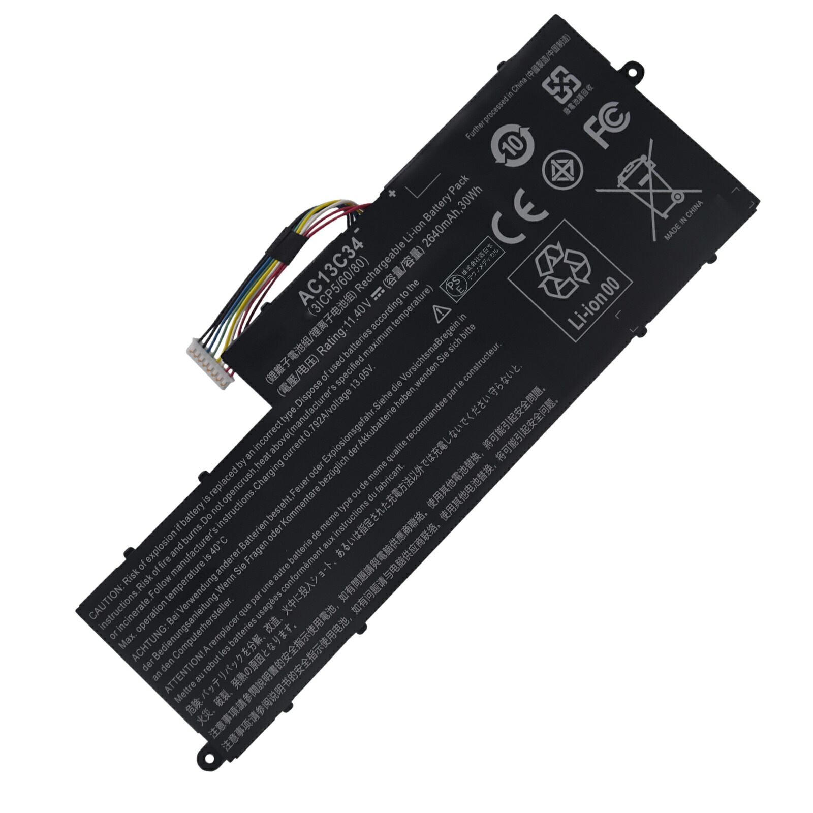 【5倍ポイント】新品 ACER AC13C34 互換バッテリー【2640mAh 11V】対応用 1年保証 高性能 PSE認証 互換バッテリパック YHU 2025HU-XIJP