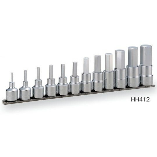 TONE（トネ） ヘキサゴンソケットセット（ホルダー付） HH412 ●差込角12.7mm（1/2inch） ●ヘキサゴン ●ミリ