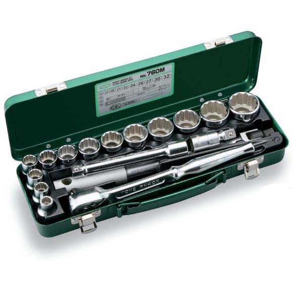 TONE（トネ） ソケットレンチセット 760M ●差込角12.7mm（1/2inch） ●12角 ●ミリ ｜イチネンネット