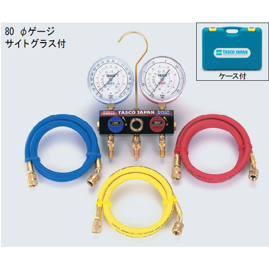 TASCO(タスコ):R404A、R134a ボールバルブ式ゲージマニホールドキット TA124EK-2 TASCO(タスコ):R404A、R134a ボールバルブ式ゲージマニホールドキット TA124EK-2