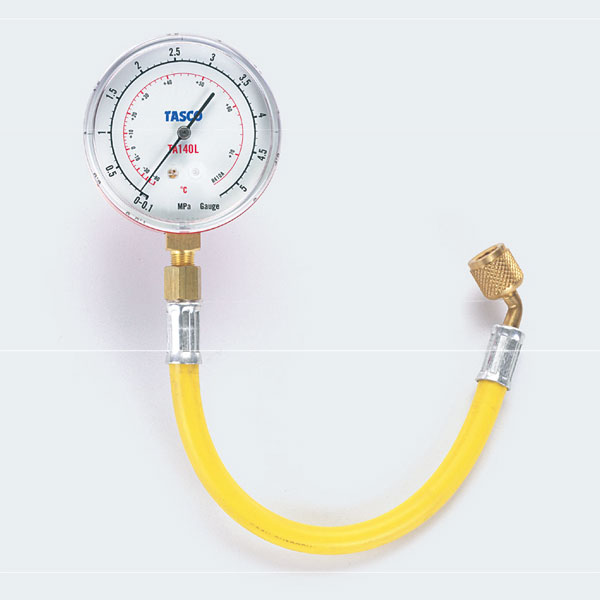 イチネンTASCO （タスコ）:ホース付圧力計（容用圧力計） TA111GA-1 冷凍・空調工具 フロン回収・再生