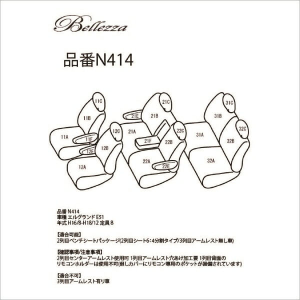 BELLEZZA(ベレッツァ):Casual カジュアル シートカバー (ワインレッド) E51 エルグランド 8人 BECUN414WR3 BELLEZZA(ベレッツァ):Casual カジュアル シートカバー (ワインレッド) E51 エルグランド 8人 BECUN414WR3