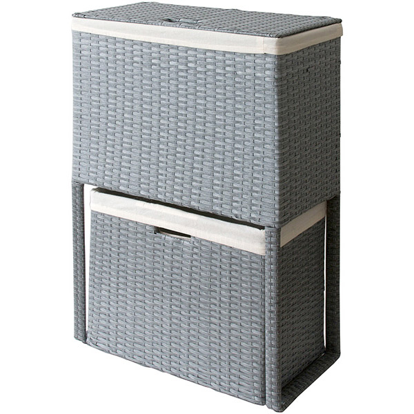 宮武製作所:ランドリーボックス Diario（ディアリオ） ブルー RB-500【メーカー直送品】 ランドリーボックス ディアリオ 縦型2段式 ラタン 洗濯かご 洗濯カゴ 脱衣かご 脱衣所 RB-500｜イチネンネット