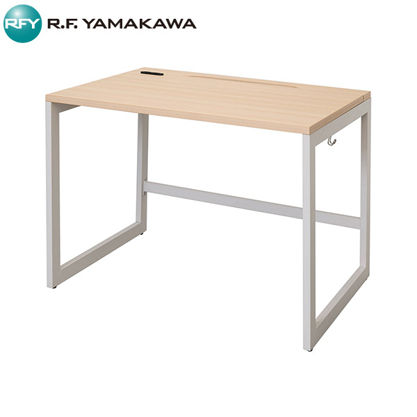 【法人限定】アール・エフ・ヤマカワ:リスム デスク W1000&times;D700 ナチュラル&times;ホワイト脚 RFFLD-1070NA-WL【メーカー直送品】【車両制限】【車上渡し】【地域制限有】 デスク 机 おしゃれ コンセント 充電 木目 ナチュラル｜イチネンネット