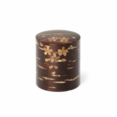藤木伝四郎商店:桜皮茶筒 総皮 平 散し花 FK30280【メーカー直送品】 秋田 角館 伝四郎 FK30280