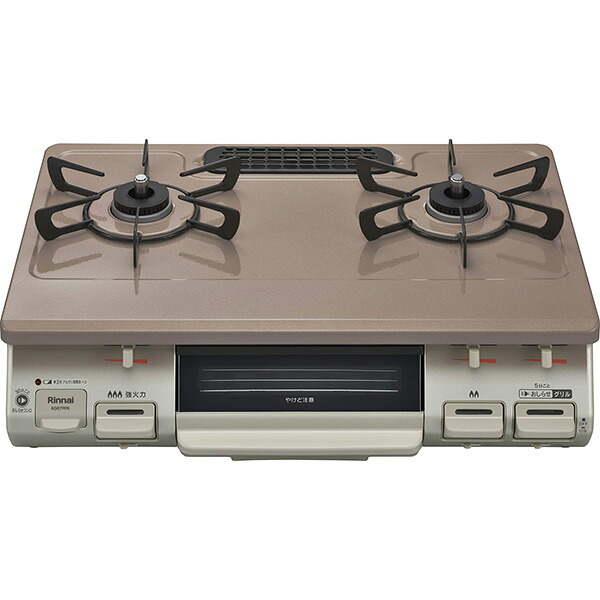リンナイ:ガステーブル 60cm幅パールピンク 水なし片面焼きグリル 左強火力 ＬＰガス用 KG67PPKL_LP｜イチネンネット