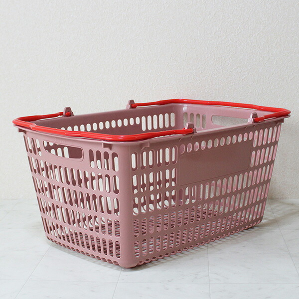 【地域制限有】【メーカー直送】大和産業 買い物かご SL-20 コーラルピンク把手レッド（10個） SL-20-CR