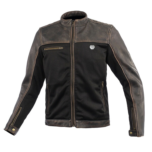 KOMINE(コミネ):JK-166 ハーフレザーメッシュジャケット Vintage Brown M 07-166-VINTAGEBR-M|イチネンネット