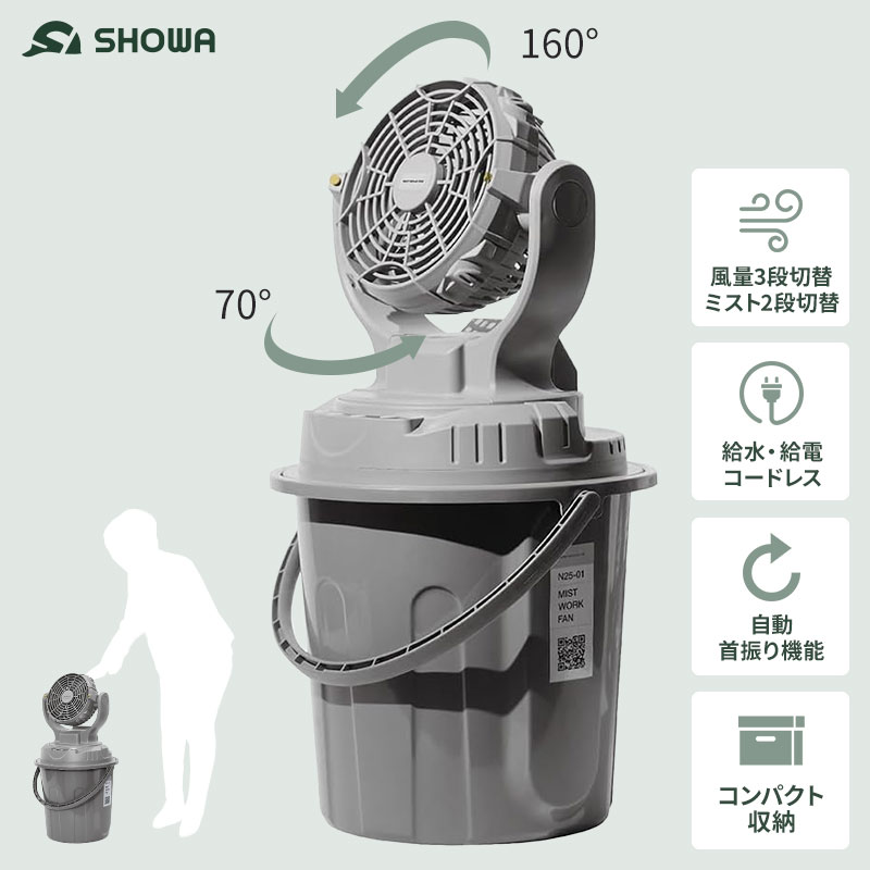 美品　SHOWA（昭和商会）ミストワークファン SHOWA(昭和商会) 充電式 ミストワークファン N23-06 工場扇