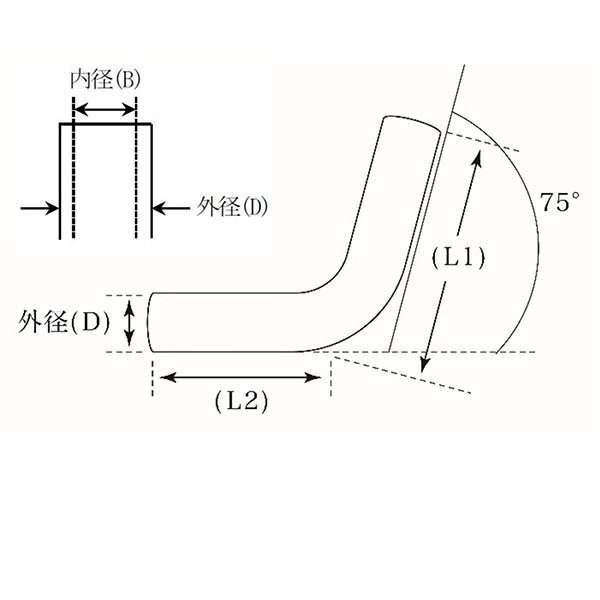 公式ストア 山脇産業:75度曲げパイプ ステンレス製 エキスパンド スリット無し CW-054 YSK 鉄パイプ www.tsujide.co.jp