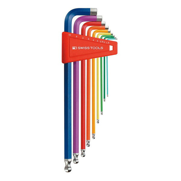 PB SWISS TOOLS（PBスイスツールズ）:212.LH-10RB ボール付ロングレインボレンチセット（パックナシ 212LH-10RB｜イチネンネット