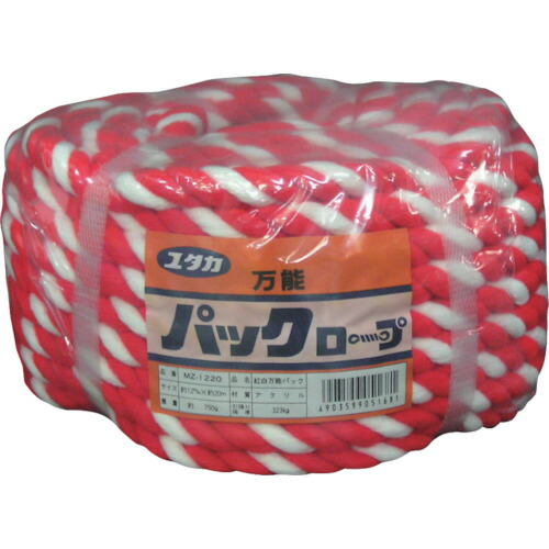 ユタカメイク:アクリルロープ万能パック 12φ×20m 紅白 MZ1220 MZ1220  オレンジブック 8291521