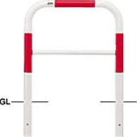 サンポール:サンバリカー(アーチ)スチール製φ60.5 横バー付 固定式 赤白 FAH-7U75-800(RW)【メーカー直送品】|イチネンネット