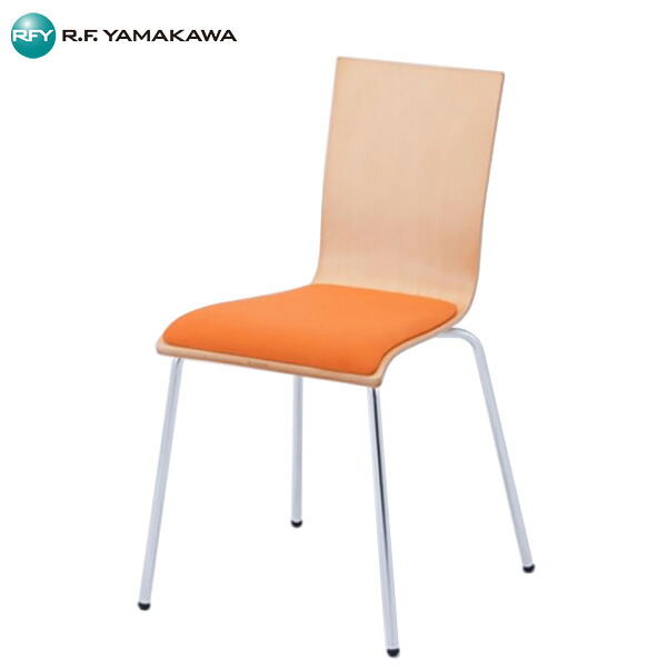【法人限定】アール・エフ・ヤマカワ:プライウッドチェア オレンジ パッド付 RFC-FPOR【メーカー直送品】【車両制限】【車上渡し】【地域制限有】 座面にパッドがついて座り心地ソフトなプライウッドチェア｜イチネンネット